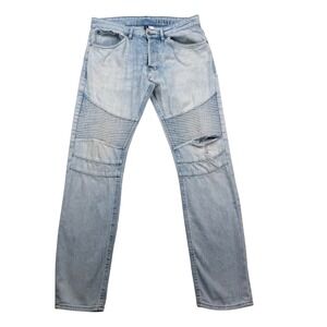H&M Divided Biker Jeans Moto Ribbed Distressed Streetwear Skinny Light Wash 30